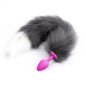 Fox Tail Metal Anal Plug - Gray &amp; White Tail