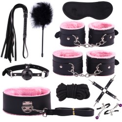 Double Color Plush Bondage Kit - 10 Pcs