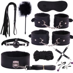 Double Color Plush Bondage Kit - 10 Pcs