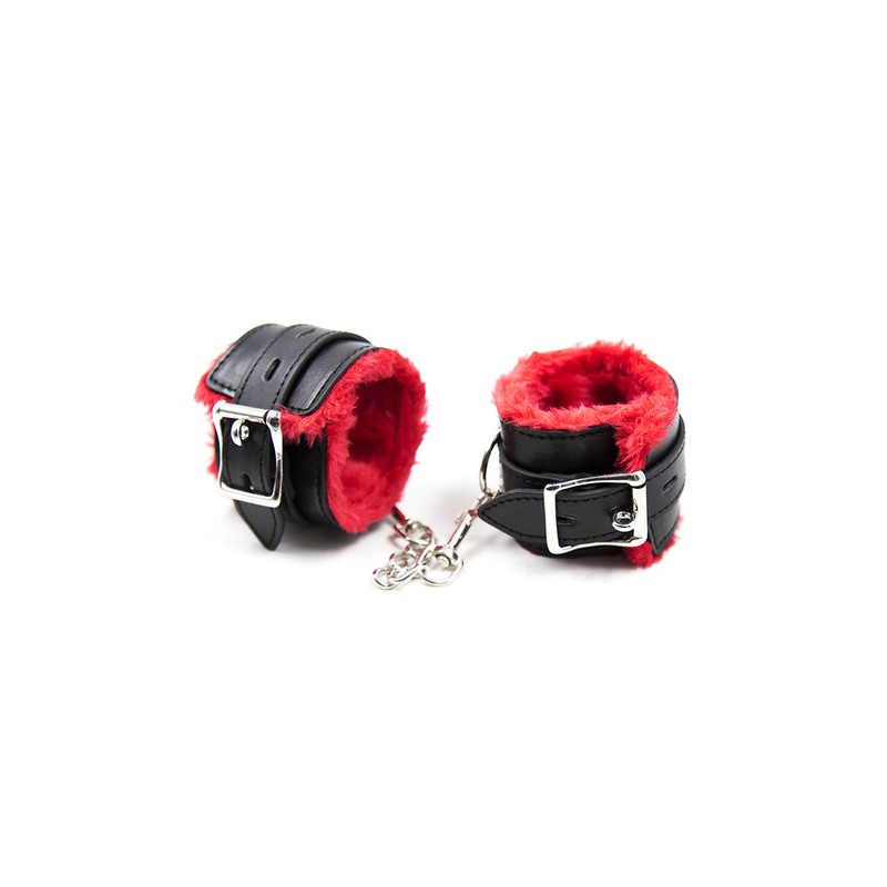 Red &amp; Black Plush Wrist / Ankle Cuffs