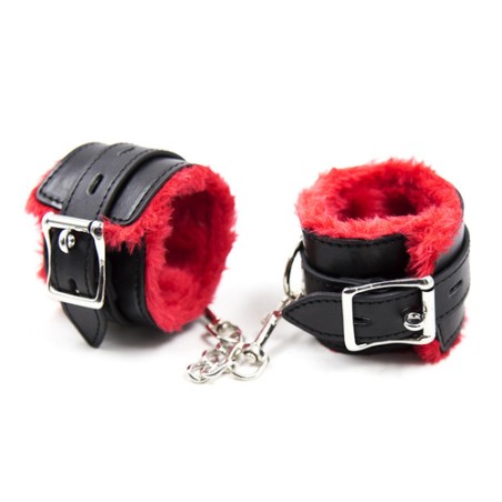 Red &amp; Black Plush Wrist / Ankle Cuffs