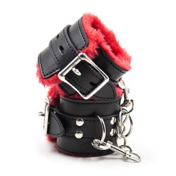 Red &amp; Black Plush Wrist / Ankle Cuffs