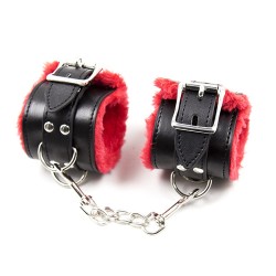 Red &amp; Black Plush Wrist / Ankle Cuffs