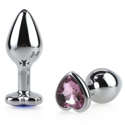 Heart Jeweled Stainless Steel Butt Plug - Silver