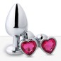 Heart Jeweled Stainless Steel Butt Plug - Silver