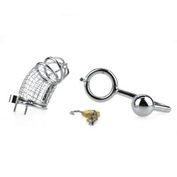 Master Series Deluxe Chastity Cage With Anal Intruder
