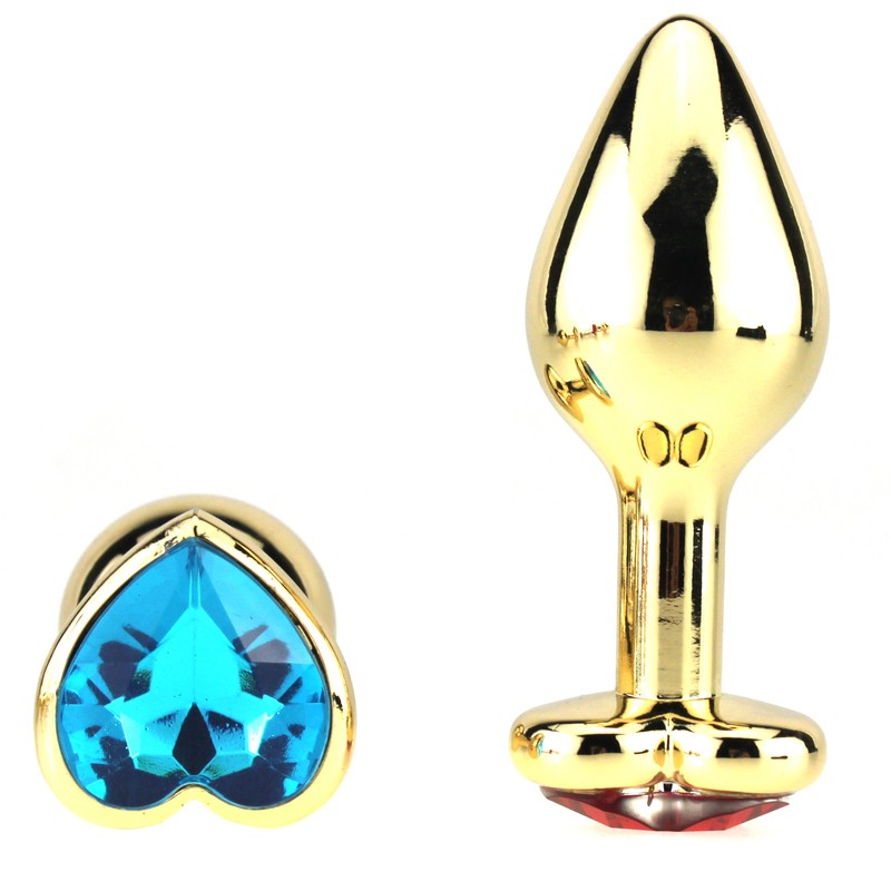 Heart Jeweled Stainless Steel Butt Plug - Golden