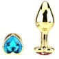 Heart Jeweled Stainless Steel Butt Plug - Golden