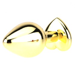 Heart Jeweled Stainless Steel Butt Plug - Golden