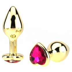 Heart Jeweled Stainless Steel Butt Plug - Golden