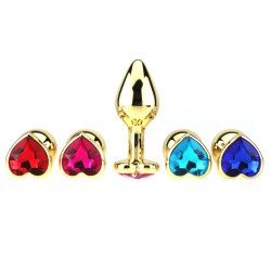 Heart Jeweled Stainless Steel Butt Plug - Golden