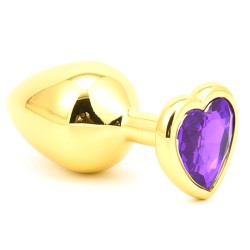 Heart Jeweled Stainless Steel Butt Plug - Golden