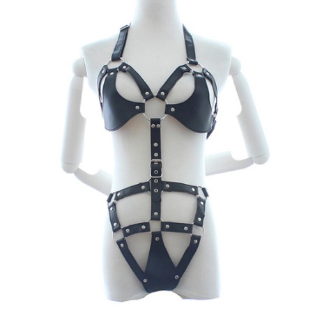 Leather Harness w/ Removable Bra