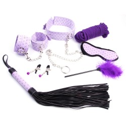 Purple Plush Bondage Kit - 7 Pcs