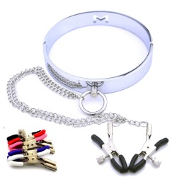 Chrome M Hole Collar with Nipple Clamps