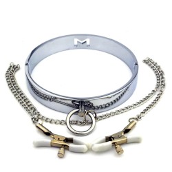 Chrome M Hole Collar with Nipple Clamps