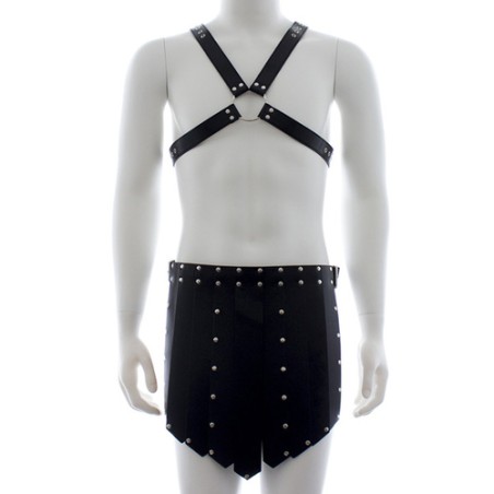 Men's Faux Leather Chest Shorts Bondage