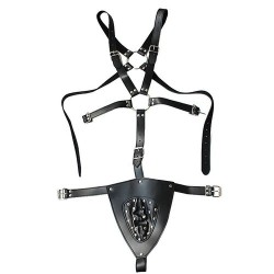 Leather Full Body Bondage Harness With Pouch