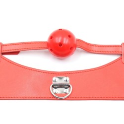 D-Ring  Leather Collar With Ball Gag