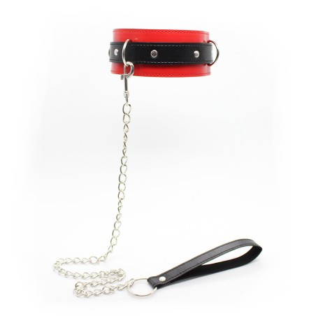 Leather Locking Red/Black  Fetish Collar