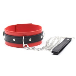 Leather Locking Red/Black  Fetish Collar