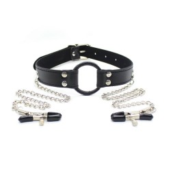 O-Ring Gag with Nipple Clamps