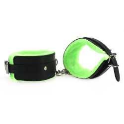 Green Fur Lined Bondage Kit - 7 Pcs