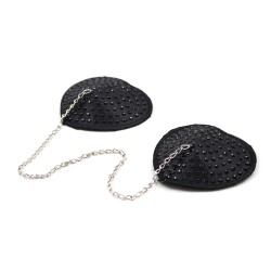 Heart Shaped Black Nipple Covers With Stones