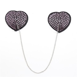 Heart Shaped Black Nipple Covers With Stones