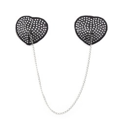 Heart Shaped Black Nipple Covers With Stones