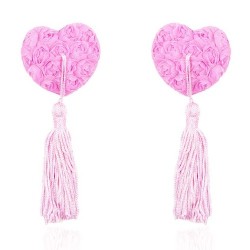 Satin Rose Heart Nipple Pasties With Tassel