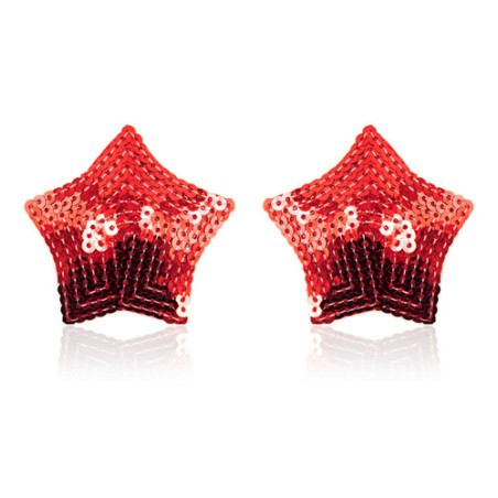 Pair of Shiny Red Sequin Star Nipple Pasties Covers