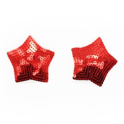 Pair of Shiny Red Sequin Star Nipple Pasties Covers