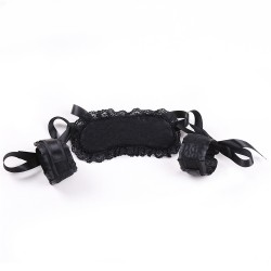 Lace Blindfold &amp; Cuffs Fetish Play Kit - 2 Pcs