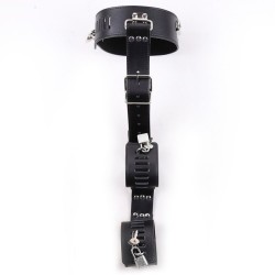 Faux Leather Neck To Wrist Restraint With Belt