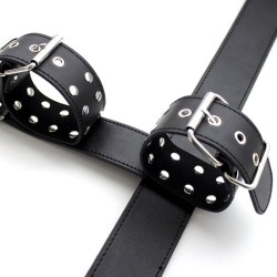 Faux Leather Neck To Wrist Restraint With Belt