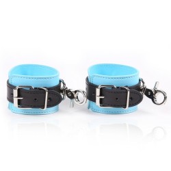 Black And Blue Pin Buckle Bondage Cuffs