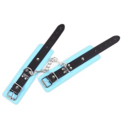 Black And Blue Pin Buckle Bondage Cuffs