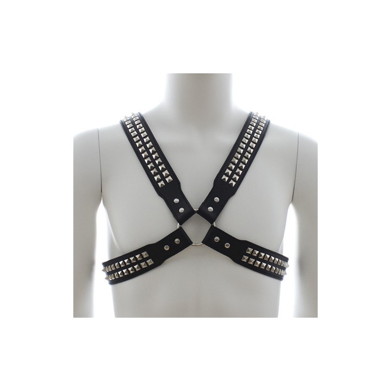 Harness With Two Rows O Shiny Pyramid Studs