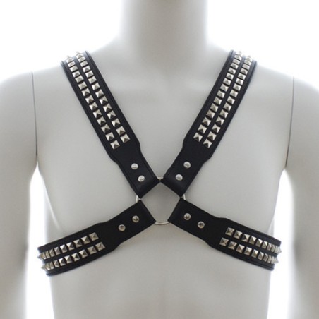 Harness With Two Rows O Shiny Pyramid Studs