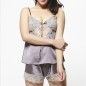 Luxurious Silk Passion Lace Trim Babydoll Two-piece Suit