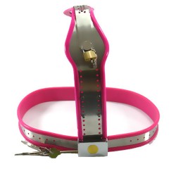 Chastity Belt with One Locking Vaginal Plug