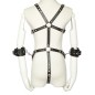 Open Breast Leather Body Harness with Cuffs