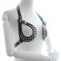 Open Outline Leather Bra with Rivets