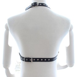 Open Outline Leather Bra with Rivets