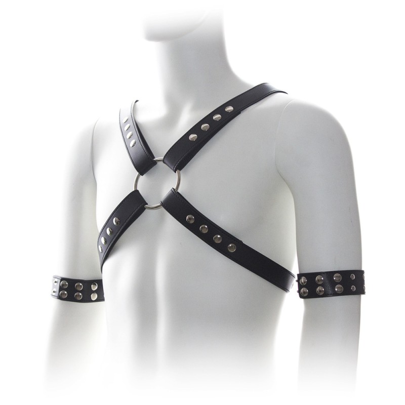 Male Chest Harness With Arm Cuffs