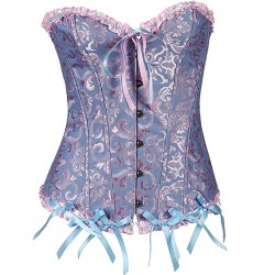 Multi-color Bandage Boned Corset Bustier For Women + G-string