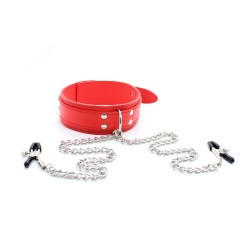 D Ring Bondage Collar With Nipple Clamp