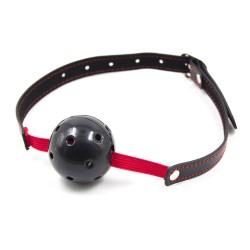 Pin Buckle Breathable O Ring Red &amp; Balck Strap Ball Gag