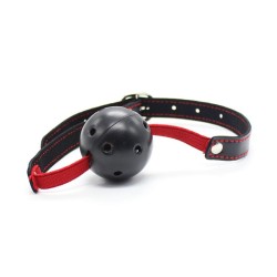 Pin Buckle Breathable O Ring Red &amp; Balck Strap Ball Gag